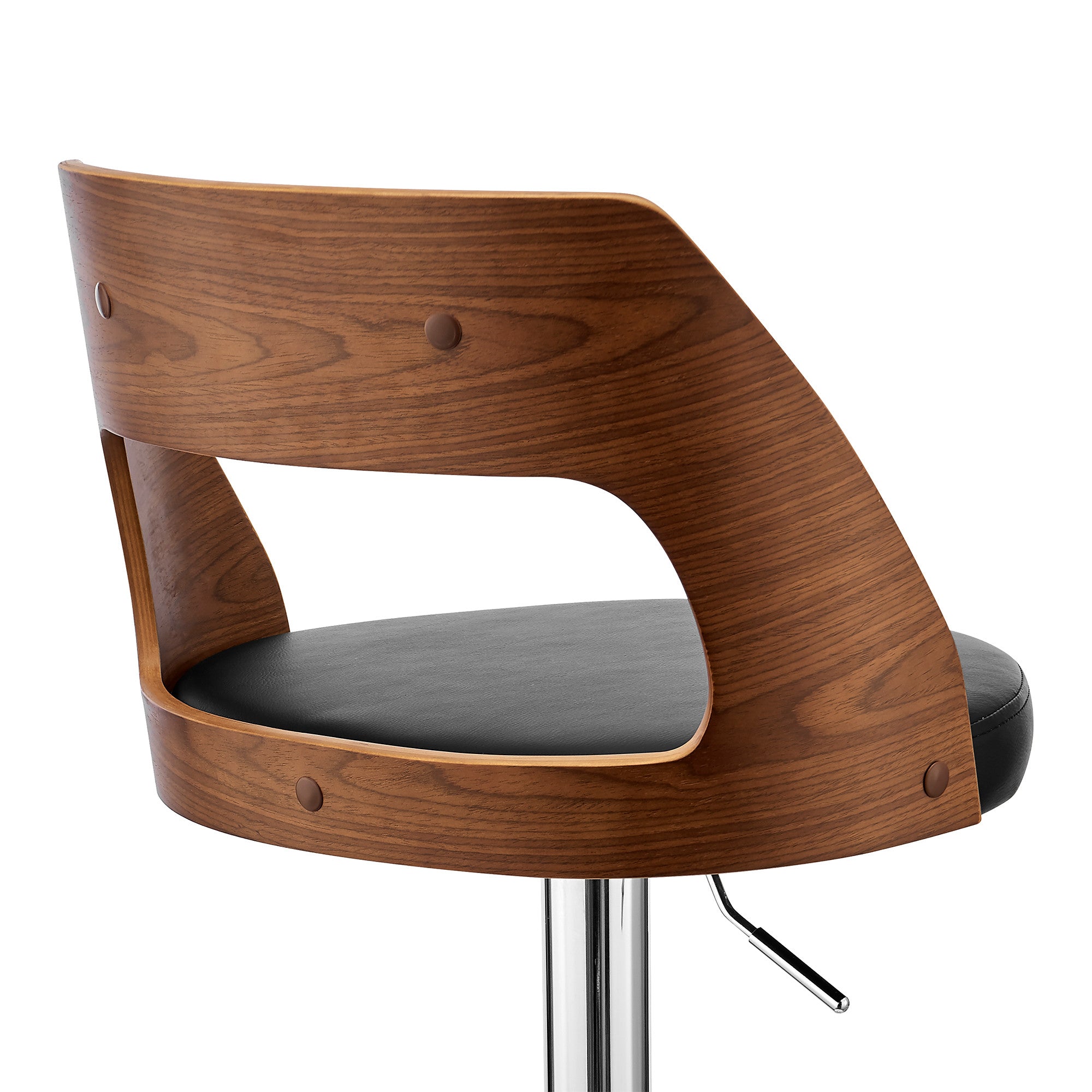 Black Upholstered Chrome Base Adjustable Swivel Bar Stool