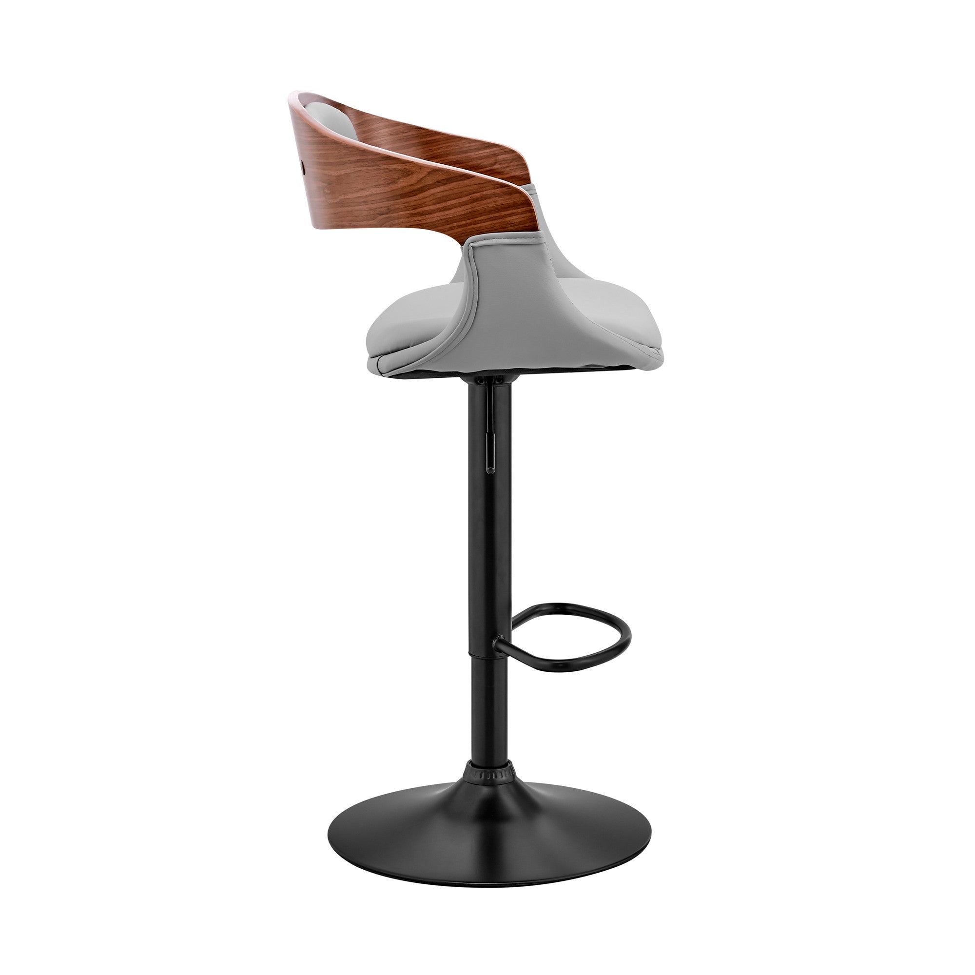 Gray Modern Upholstered Black Base Bar Stool