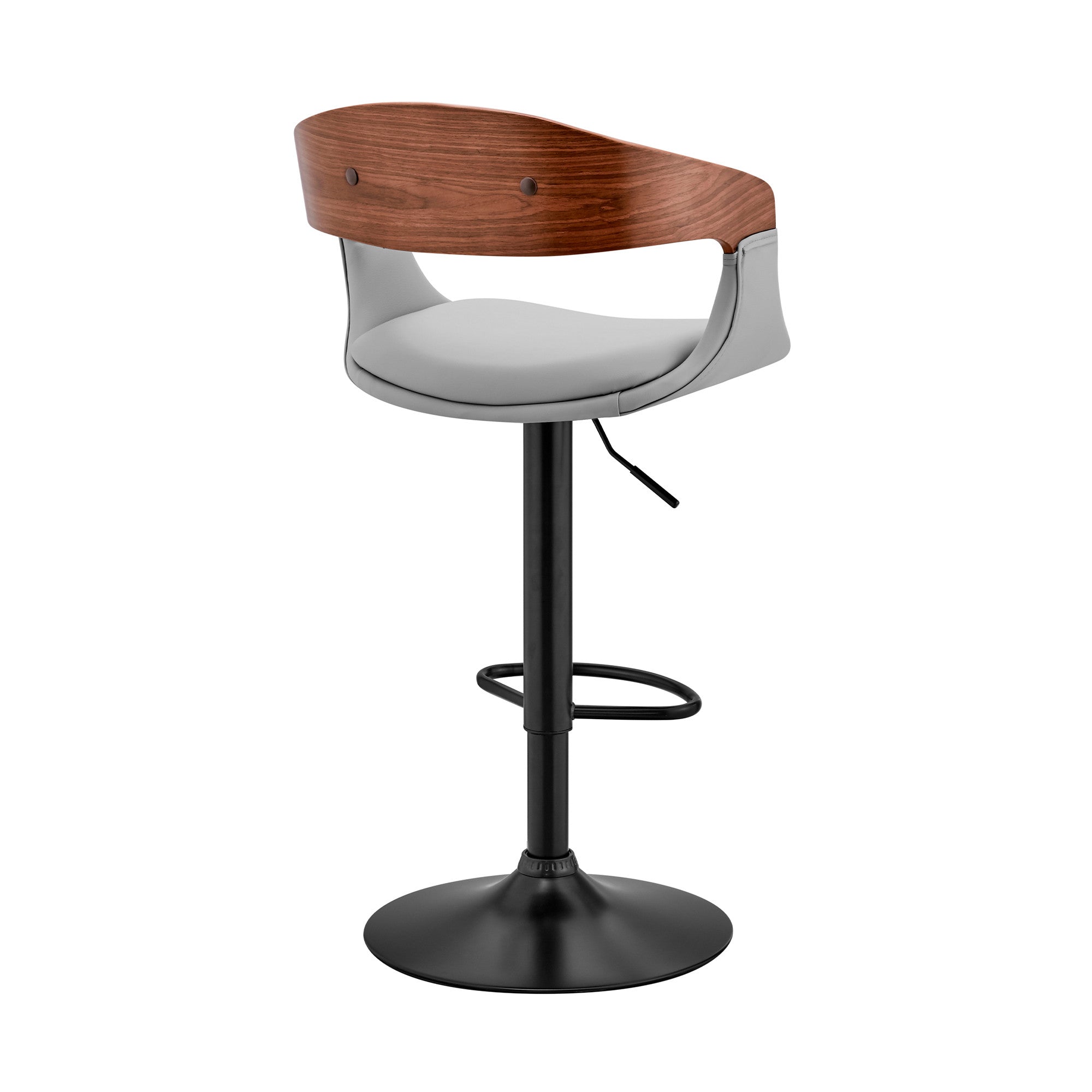 Gray Modern Upholstered Black Base Bar Stool
