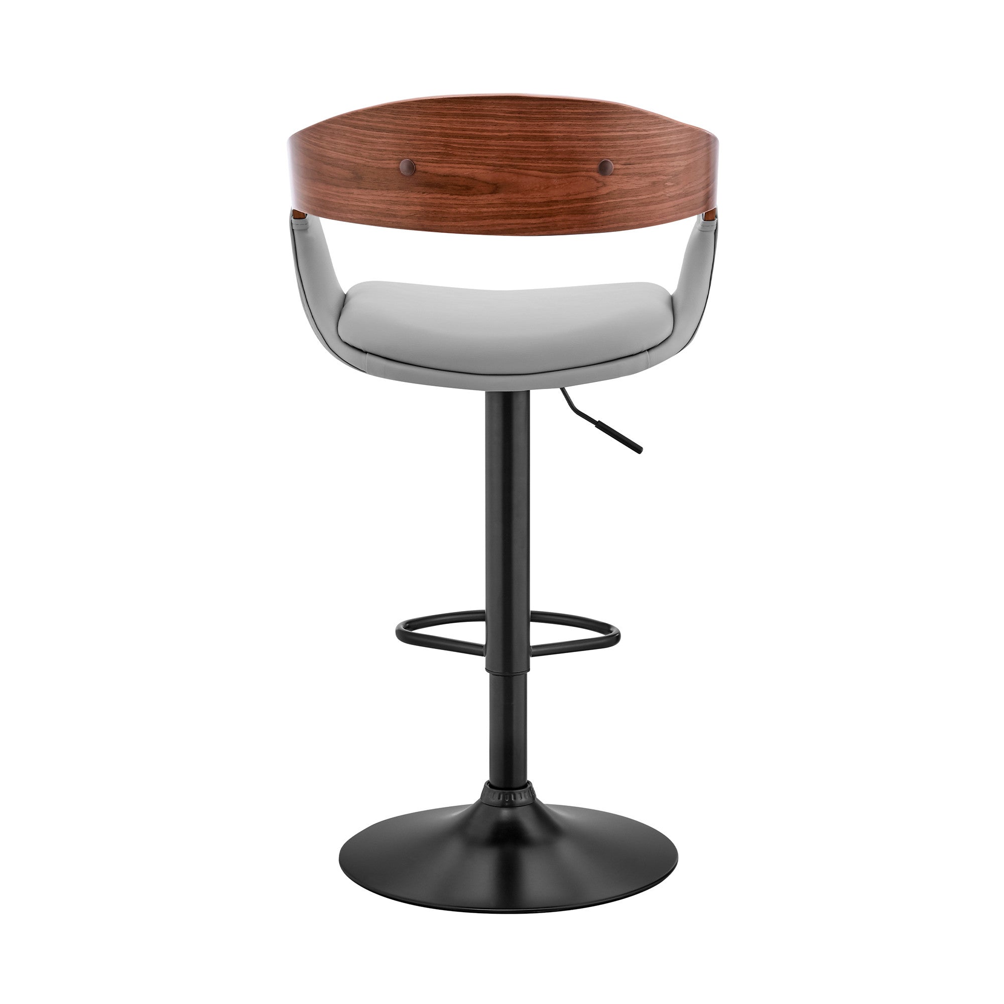 Gray Modern Upholstered Black Base Bar Stool