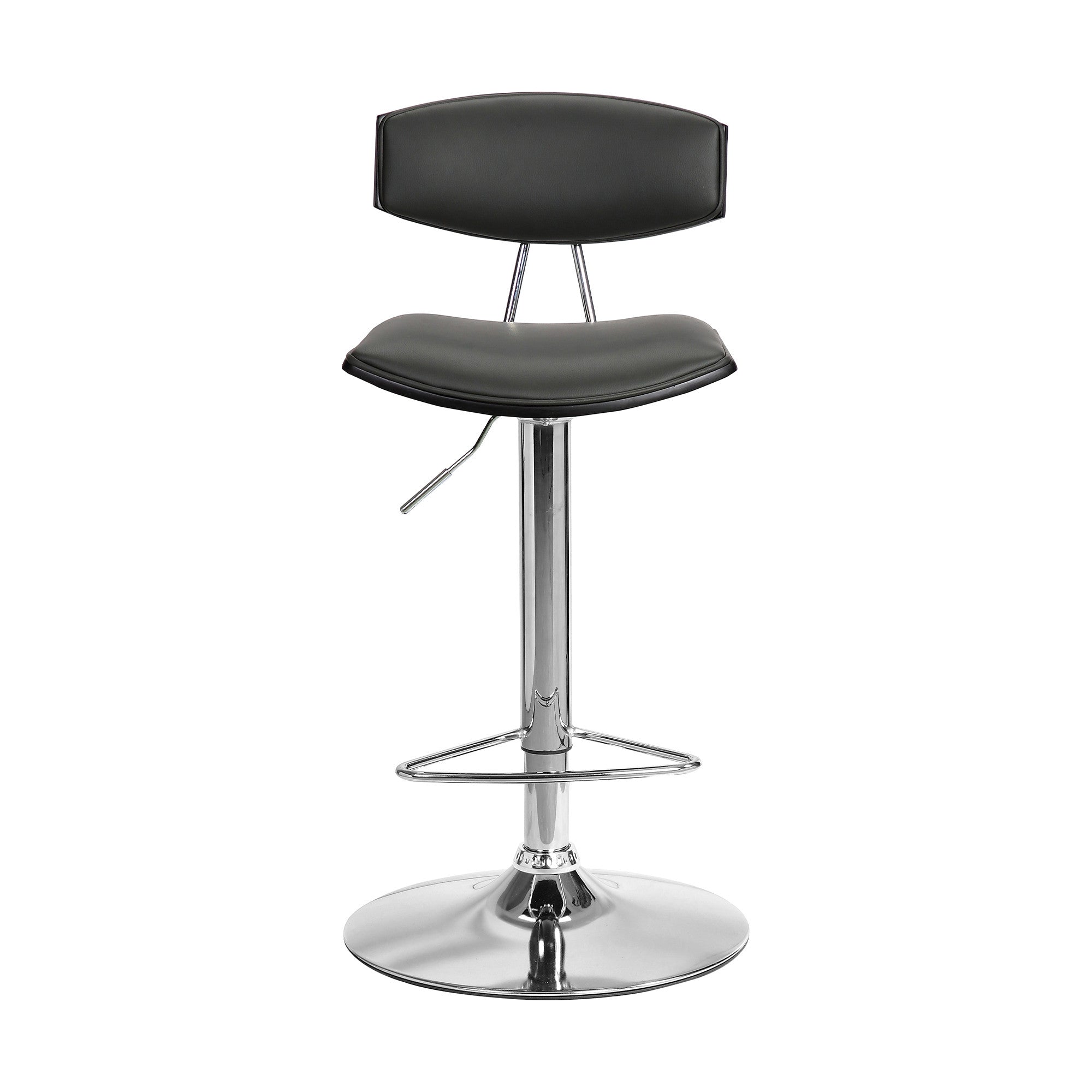 Gray Faux Leather Adjustable Chrome Base Swivel Bar Stool