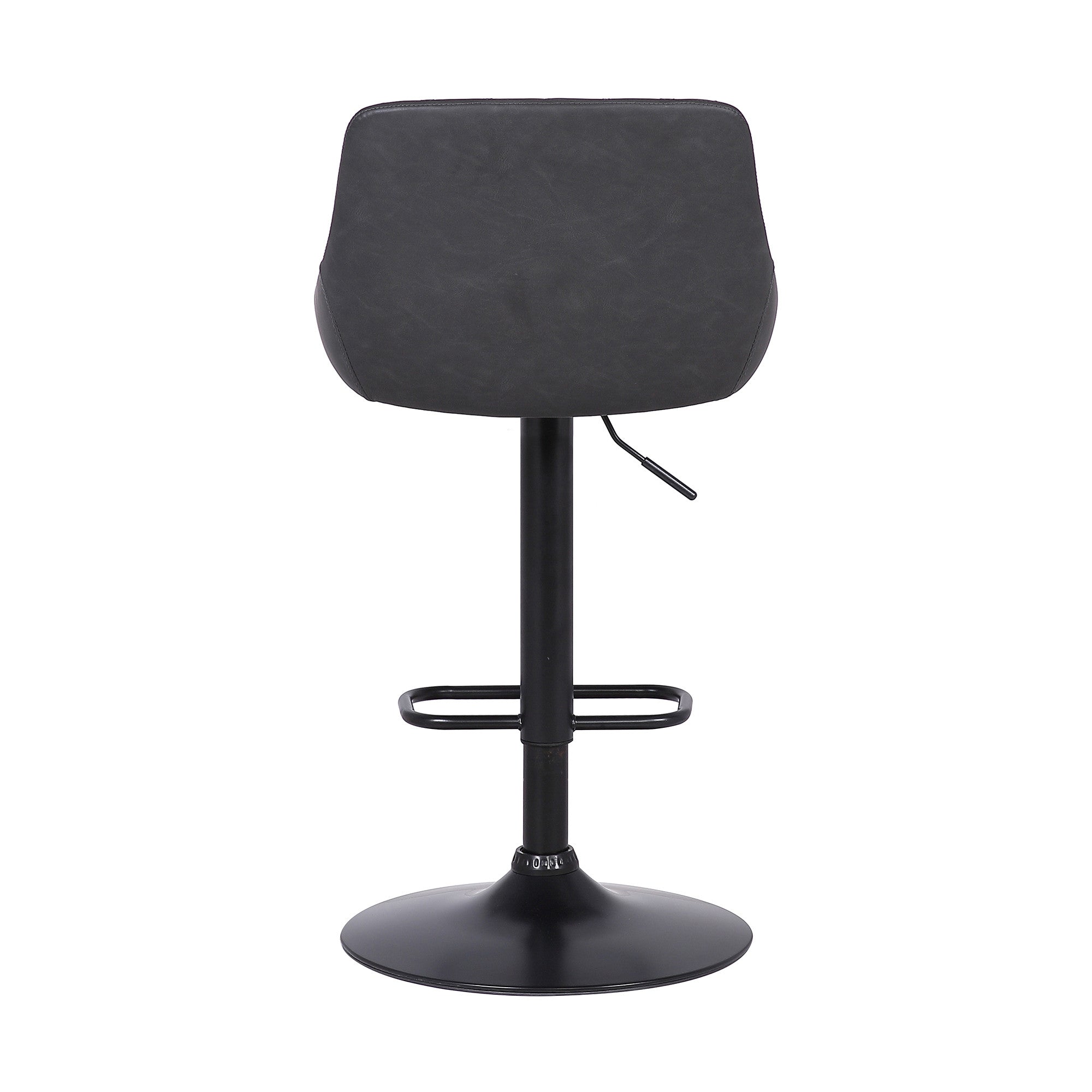 Grey Faux Leather and Black Metal Back Tufted Adjustable Bar Stool