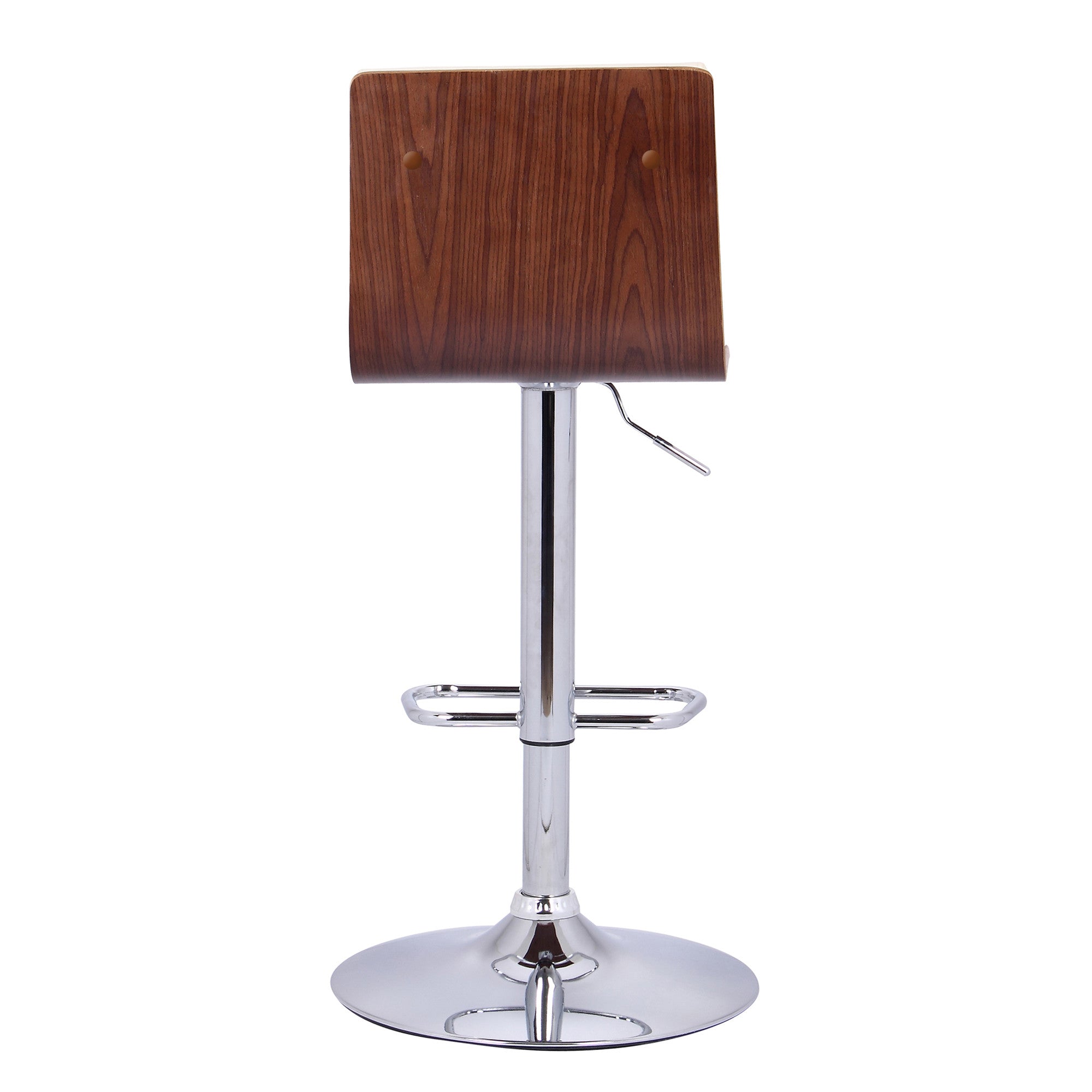 Cream Faux Leather Walnut and Chrome Adjustable Swivel Bar Stool