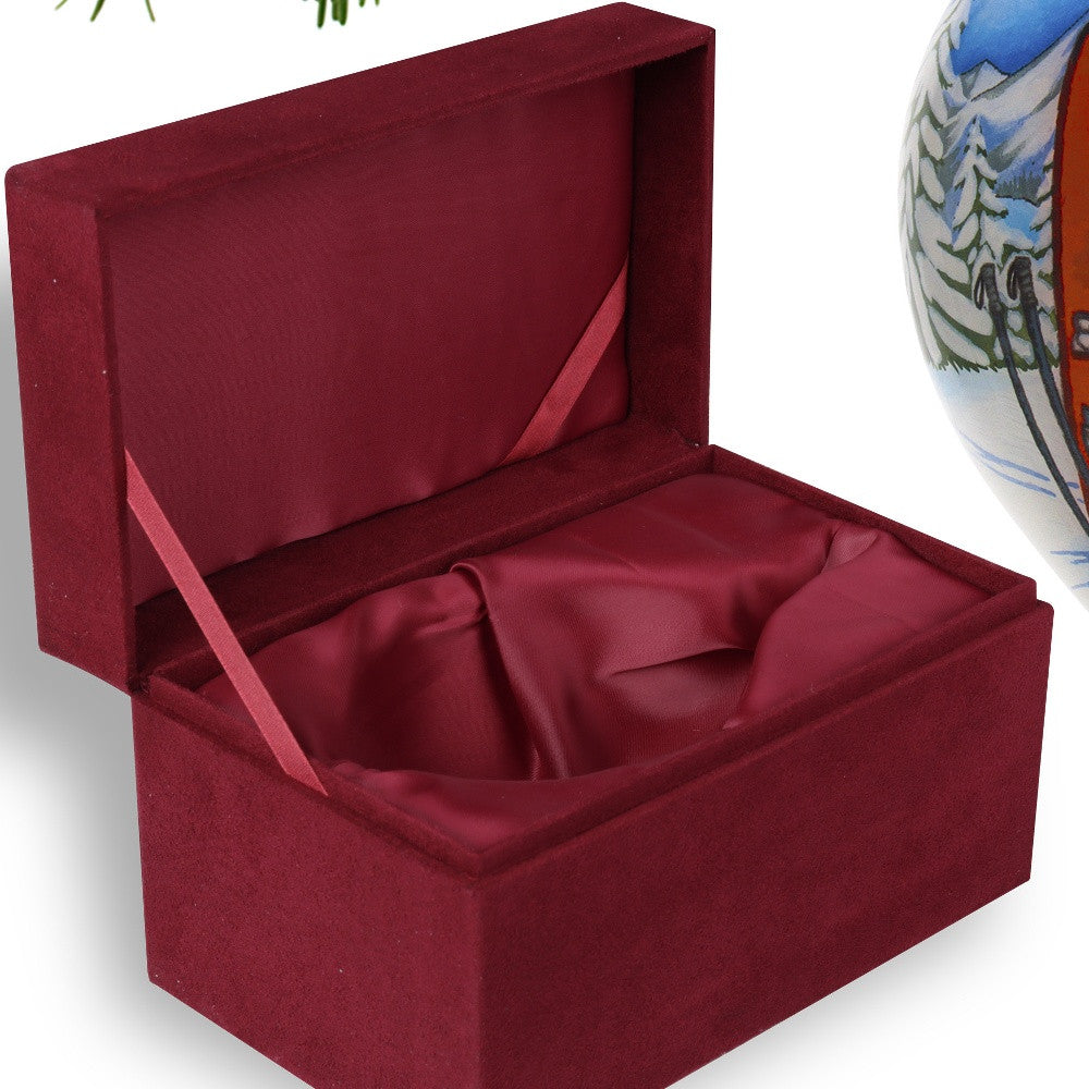 Hit the Slopes Ski Vacation Hand Painted Mouth Blown Glass Ornament