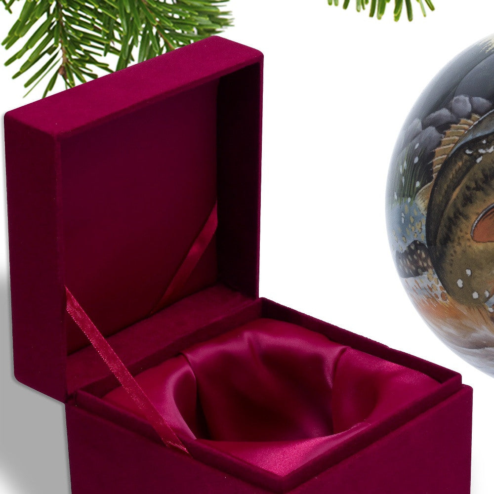 Bass Fish on a Lure Hand Painted Mouth Blown Glass Ornament