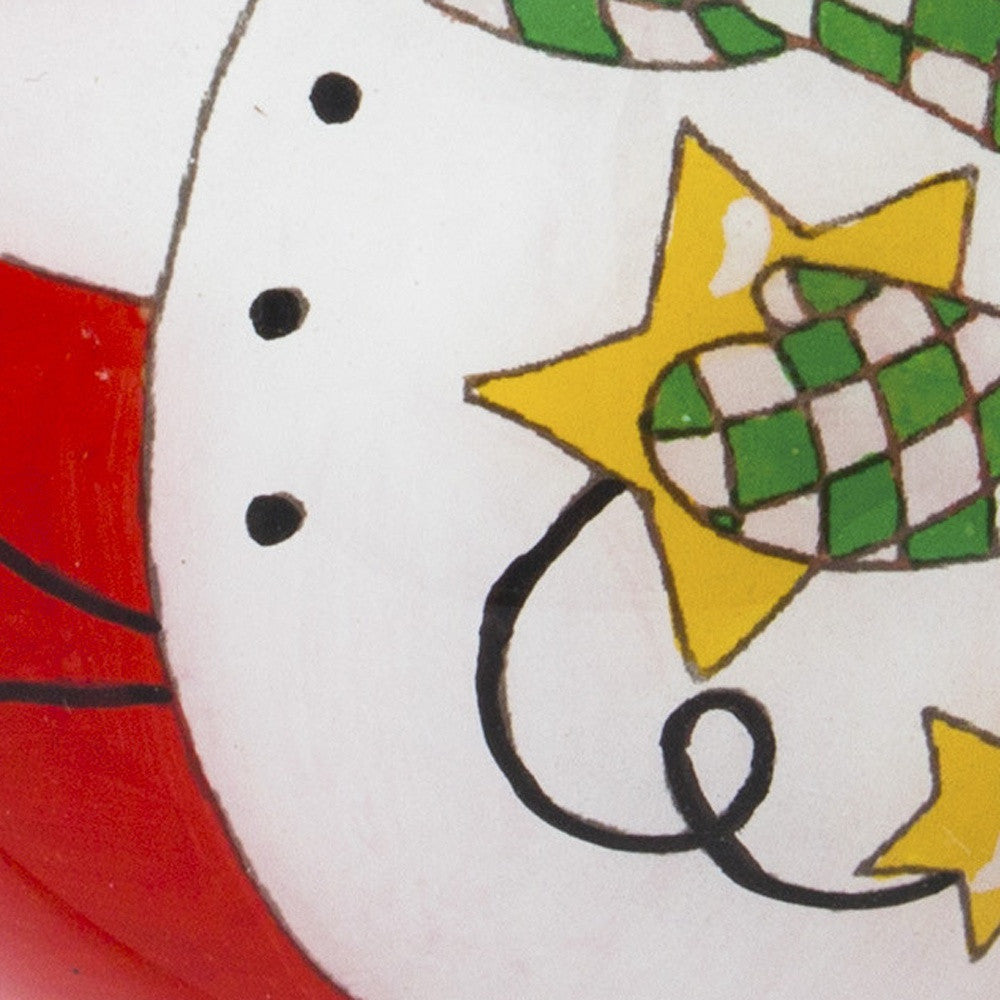 Snowman with Twinkling Starry Lights Hand Painted Mouth Blown Glass Ornament