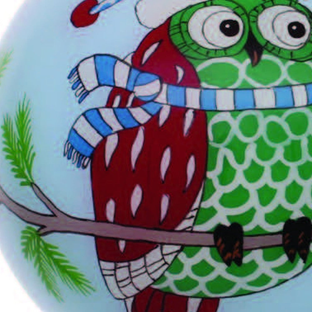 Whimsical Owl Hand Painted Mouth Blown Glass Ornament