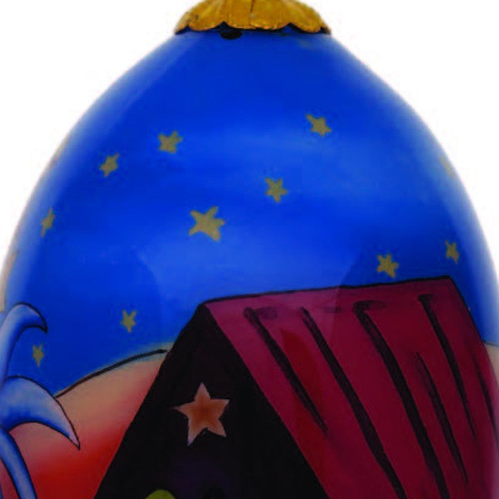 Colorful Nativity Scene Hand Painted Mouth Blown Glass Ornament
