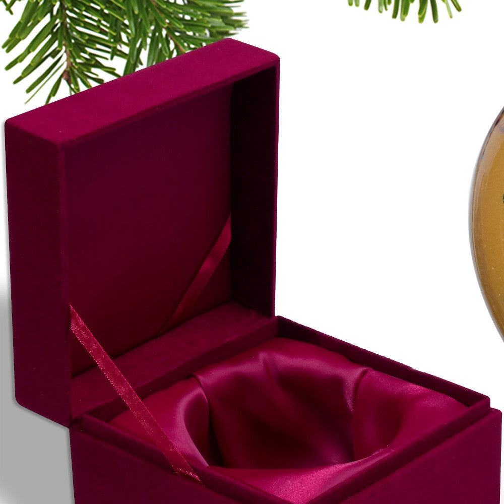 Golden Reindeer and Snowflakes Hand Painted Mouth Blown Glass Ornament