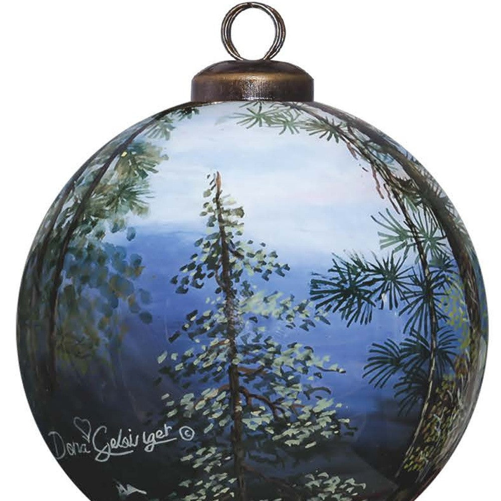 Scenic Life is Better in the Mountains Hand Painted Mouth Blown Glass Ornament