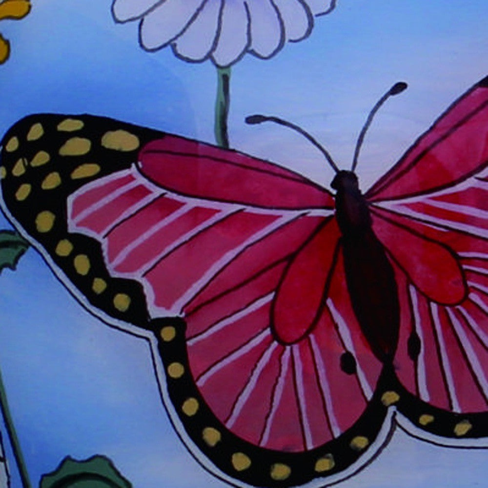 Vivid Garden Butterflies Hand Painted Mouth Blown Glass Ornament