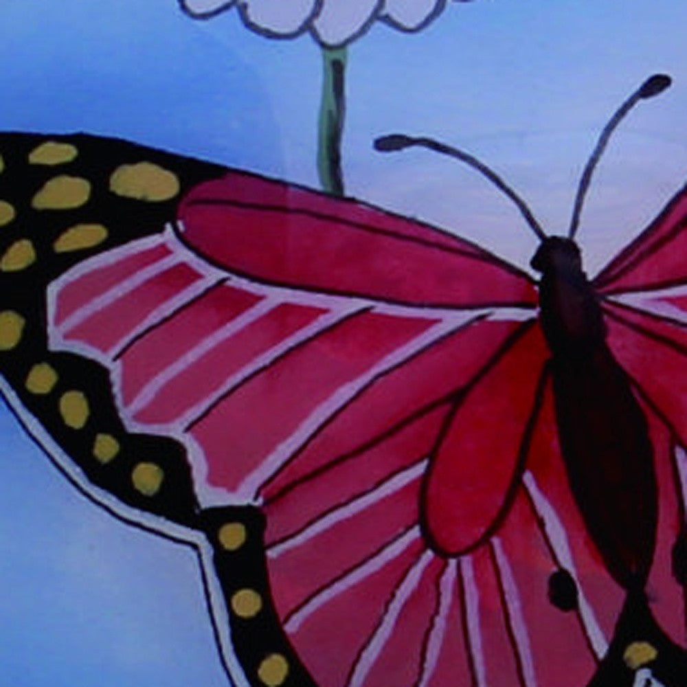 Vivid Garden Butterflies Hand Painted Mouth Blown Glass Ornament