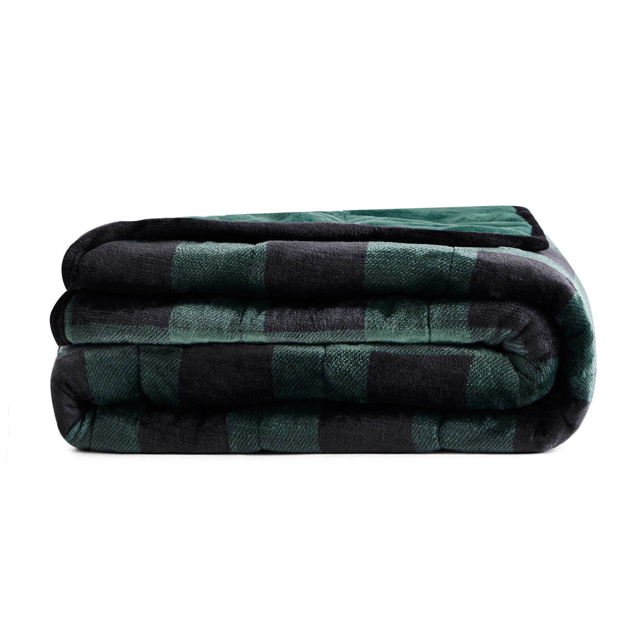 Green Plaid Weighted Velvet and Velvet Throw Blanket