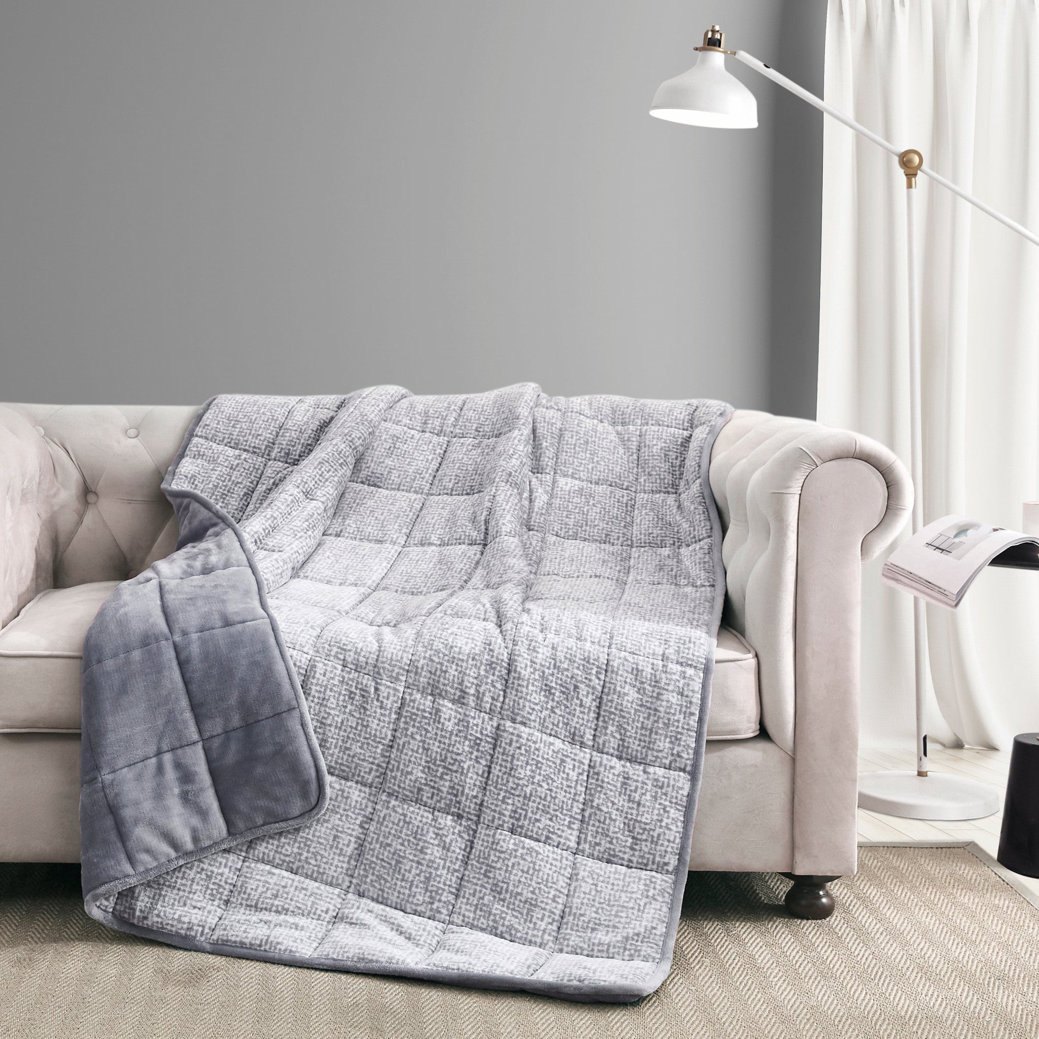 Grey Velvet  Velvet Luxury Weighted Throw Blanket