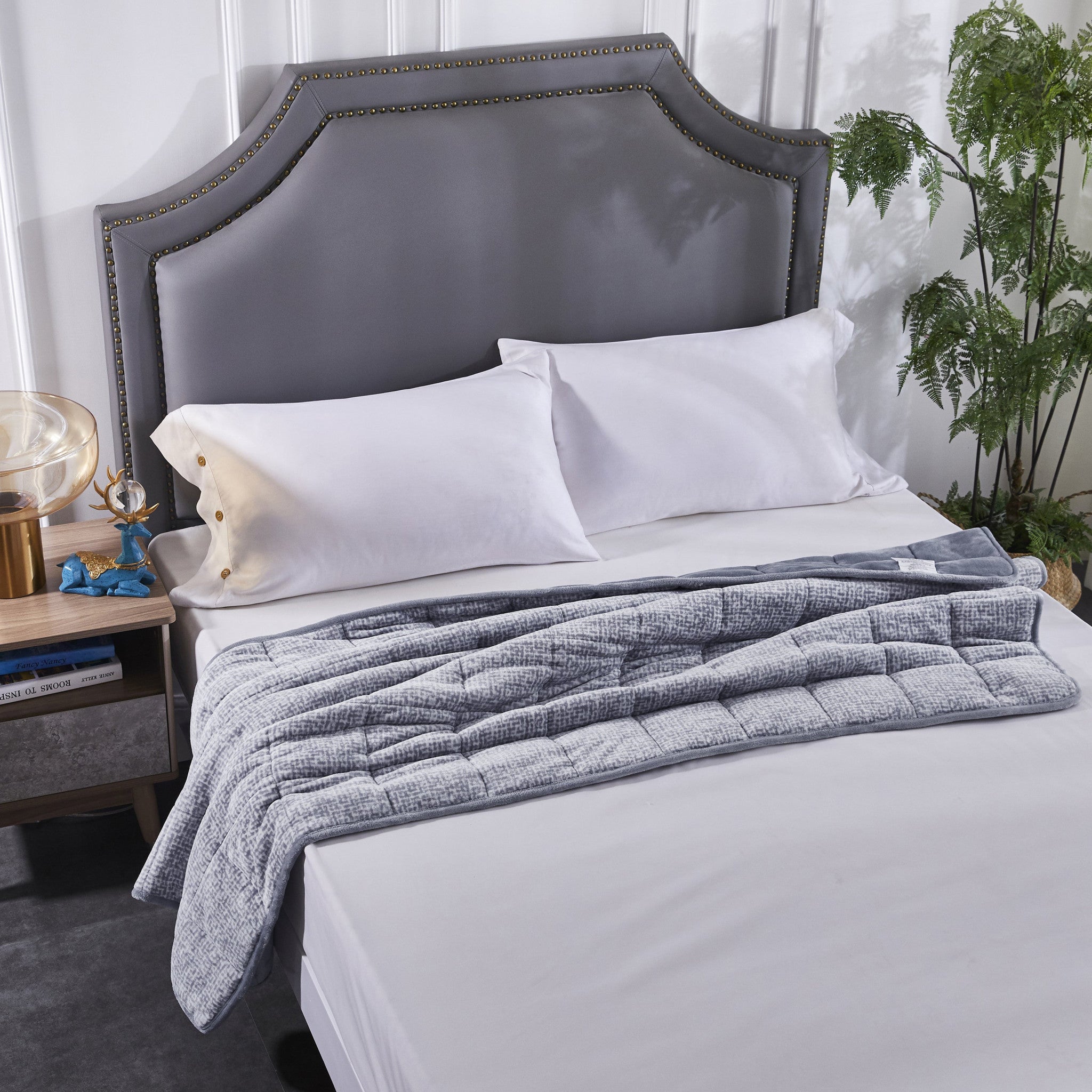 Grey Velvet  Velvet Luxury Weighted Throw Blanket