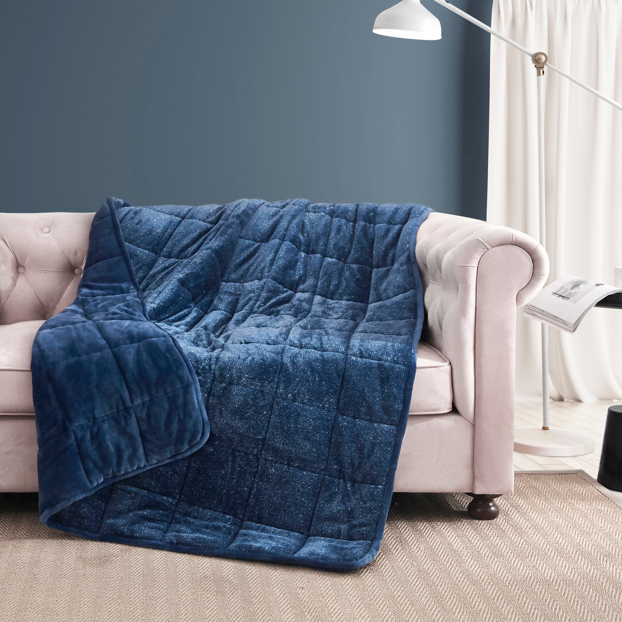 Navy Blue Velvet  Velvet Luxury Weighted Throw Blanket