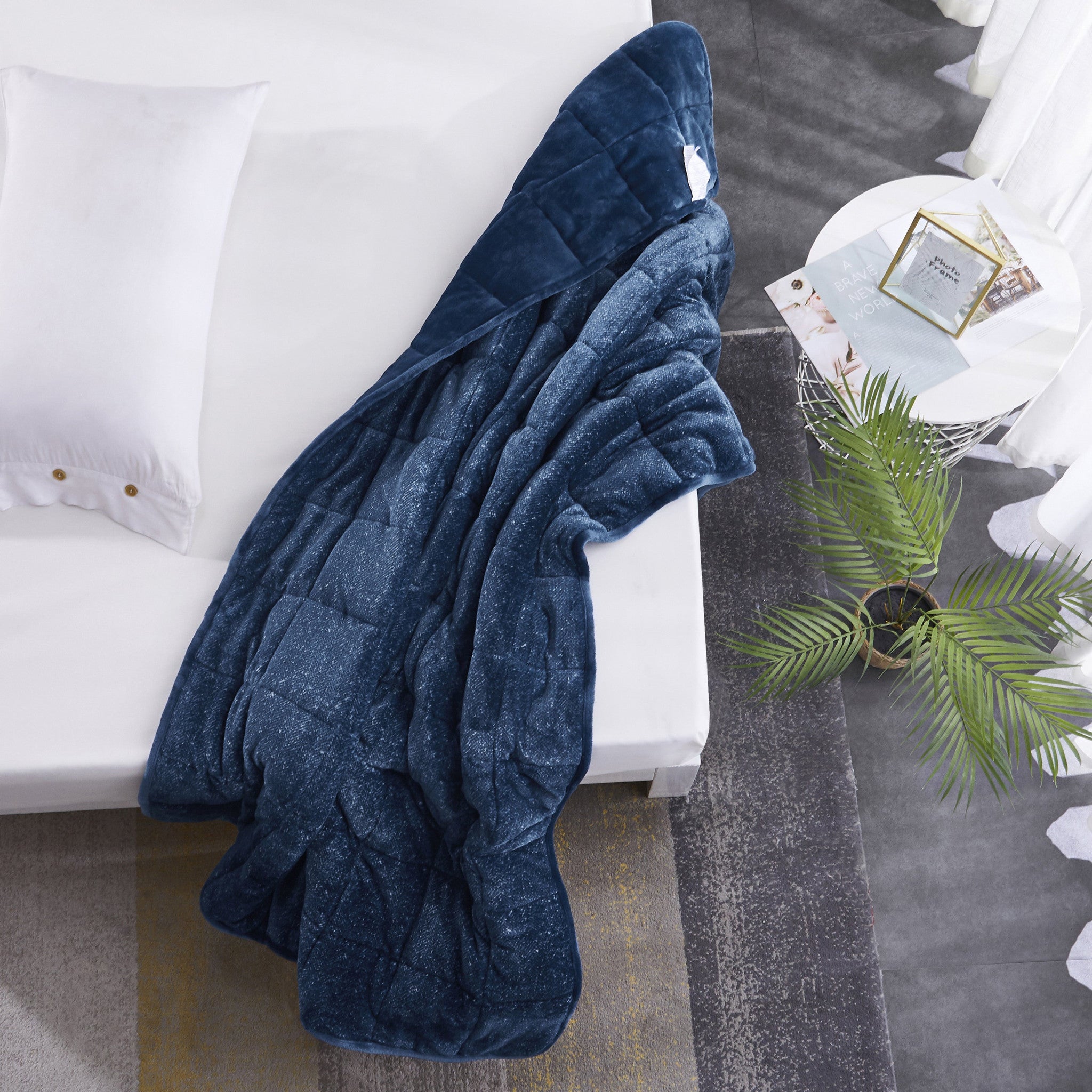 Navy Blue Velvet  Velvet Luxury Weighted Throw Blanket