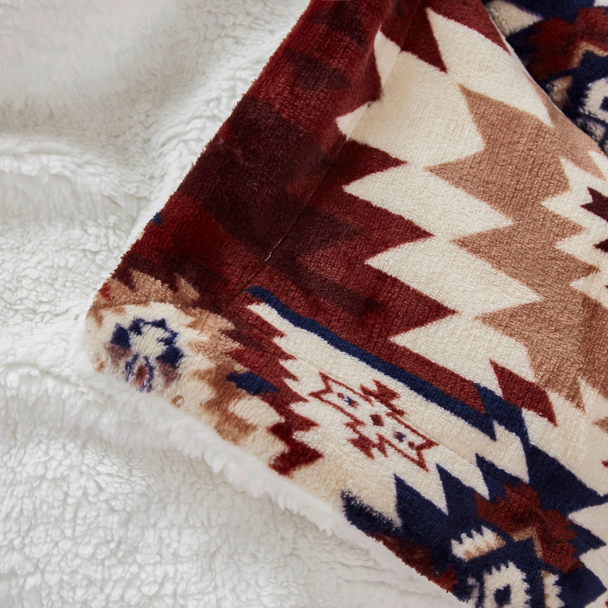 Multicolored Reversible Velvet and Sherpa Throw Blanket