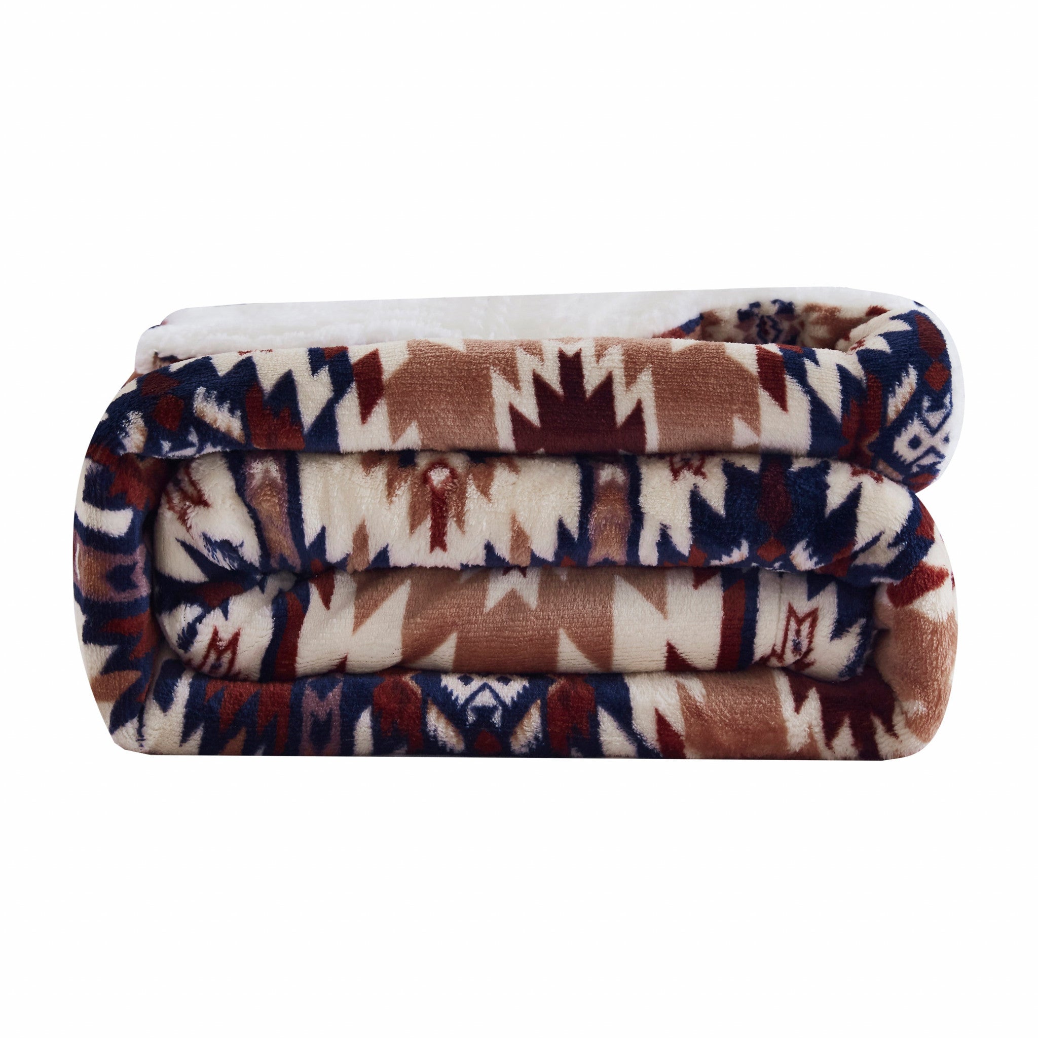 Multicolored Reversible Velvet and Sherpa Throw Blanket