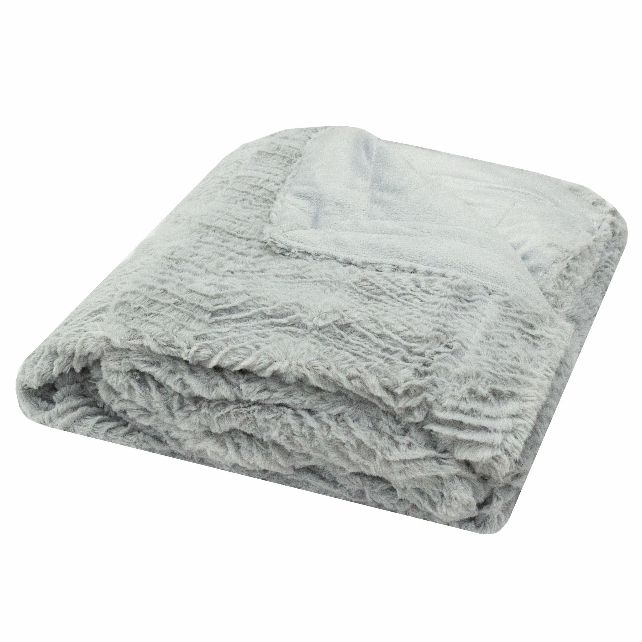 Luxury Gray Mist Faux Fur  Mink Throw Blanket