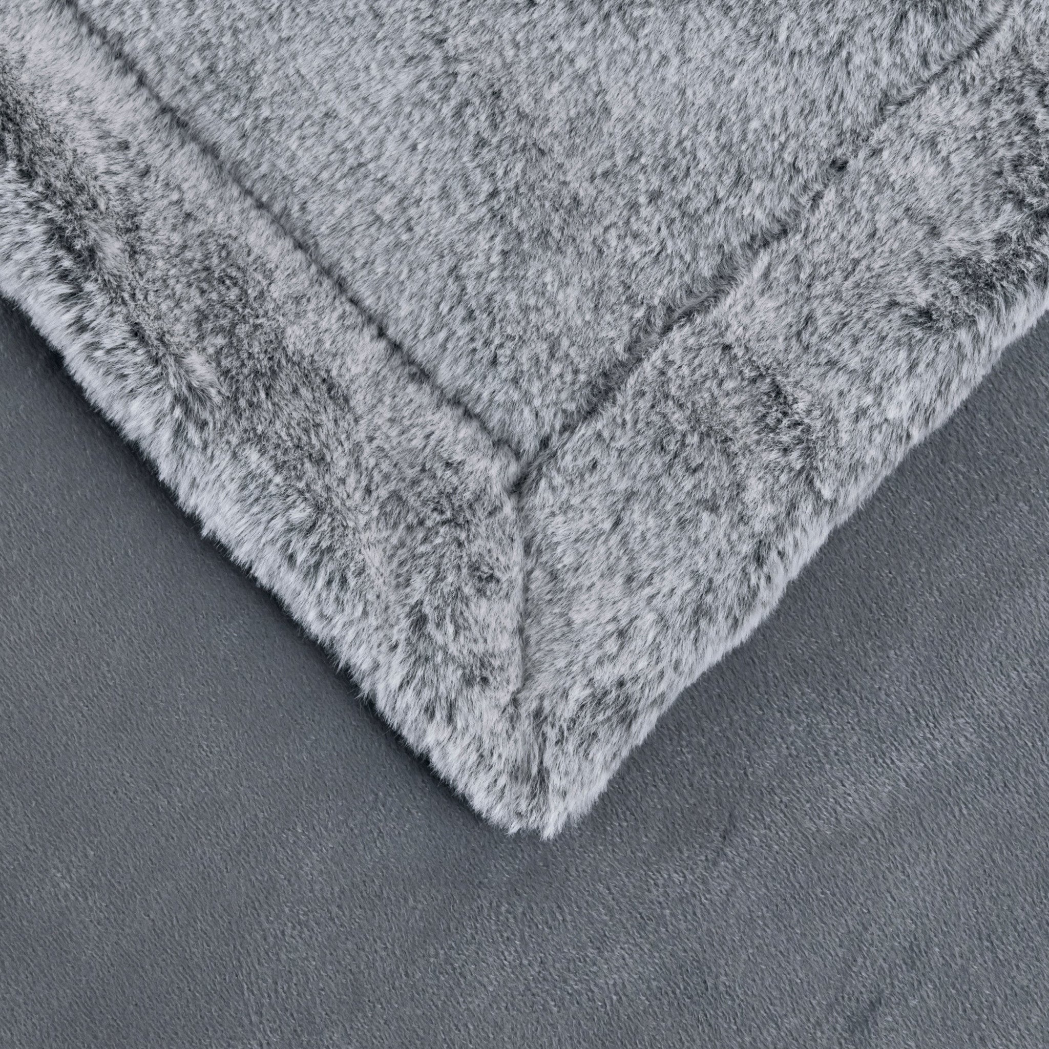 Reversible Smoky Grey Rabbit Fur and Mink Throw Blanket