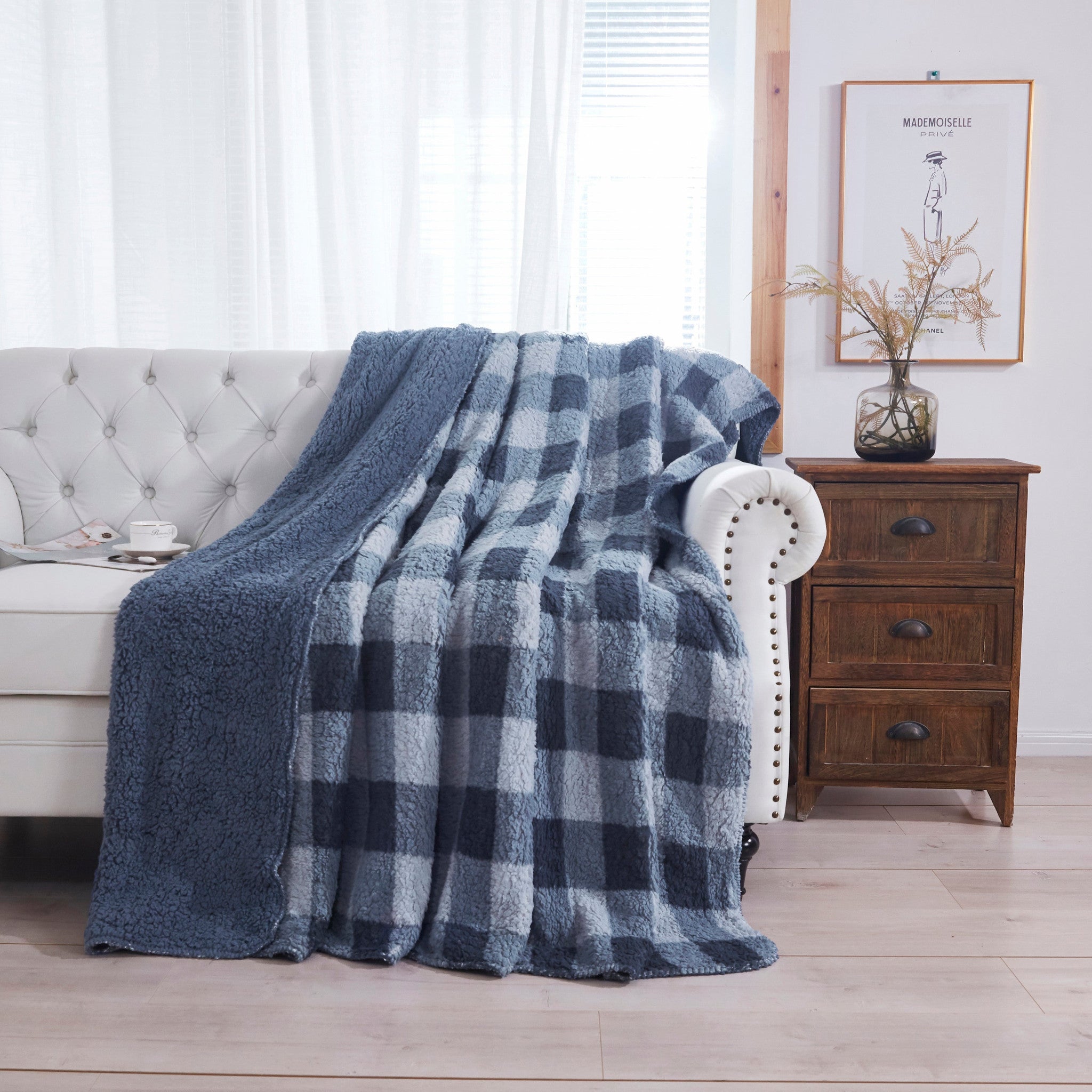 Dusty Blue Cottage Oversized Blanket