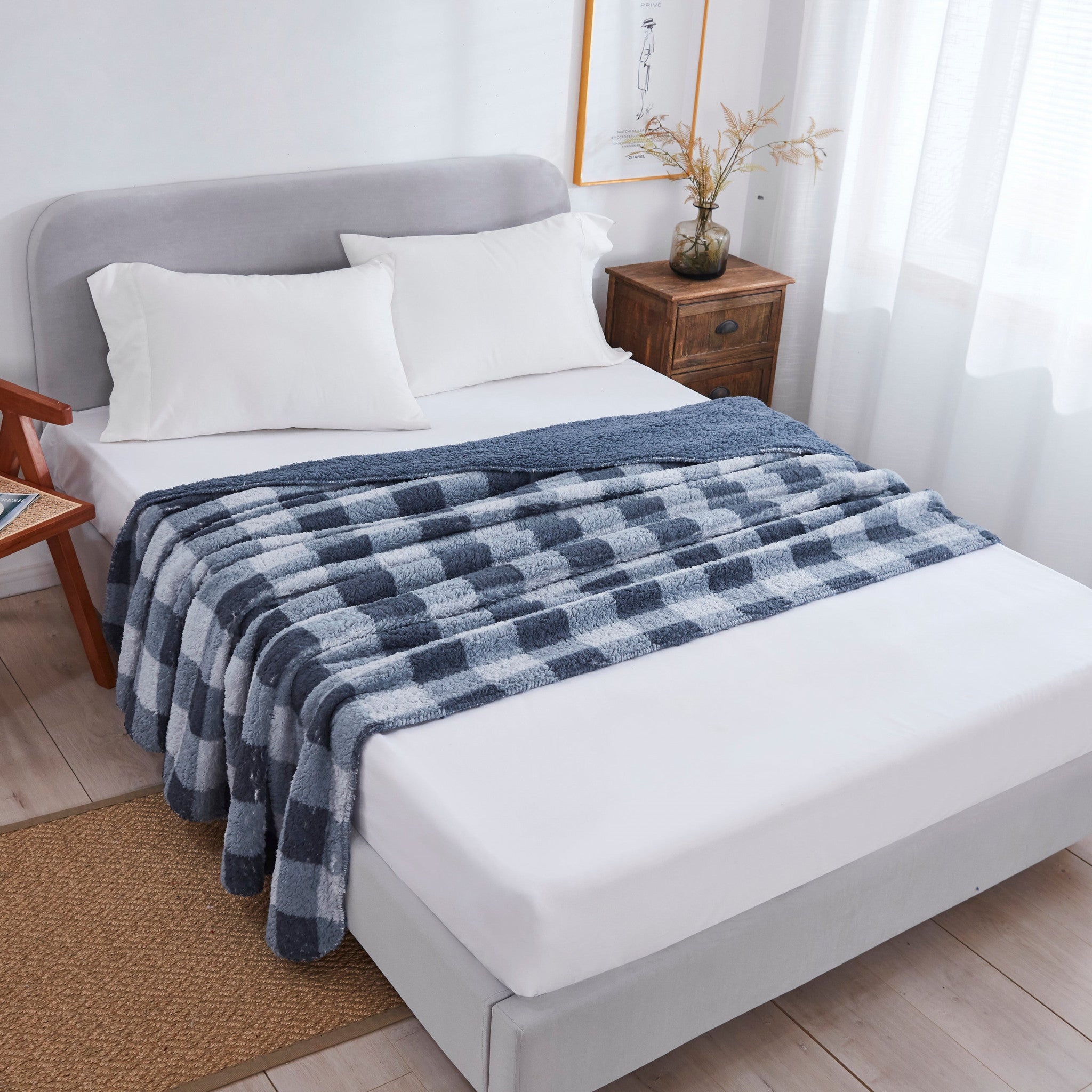 Dusty Blue Cottage Oversized Blanket