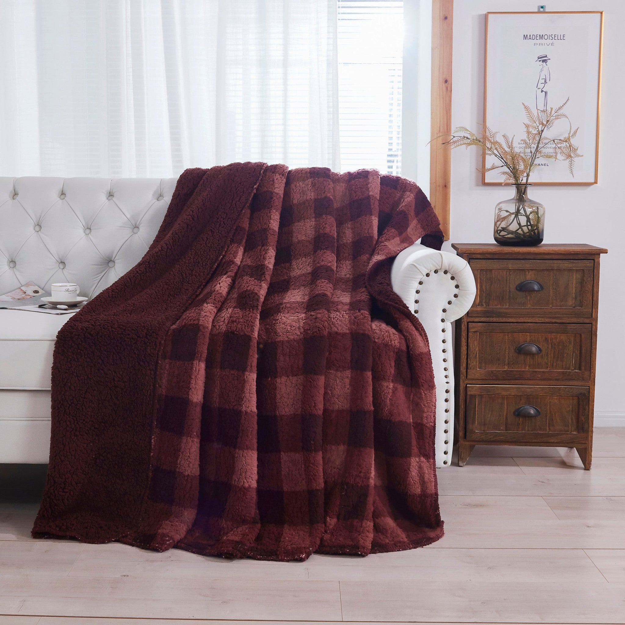 Burgundy Cottage Oversized Blanket