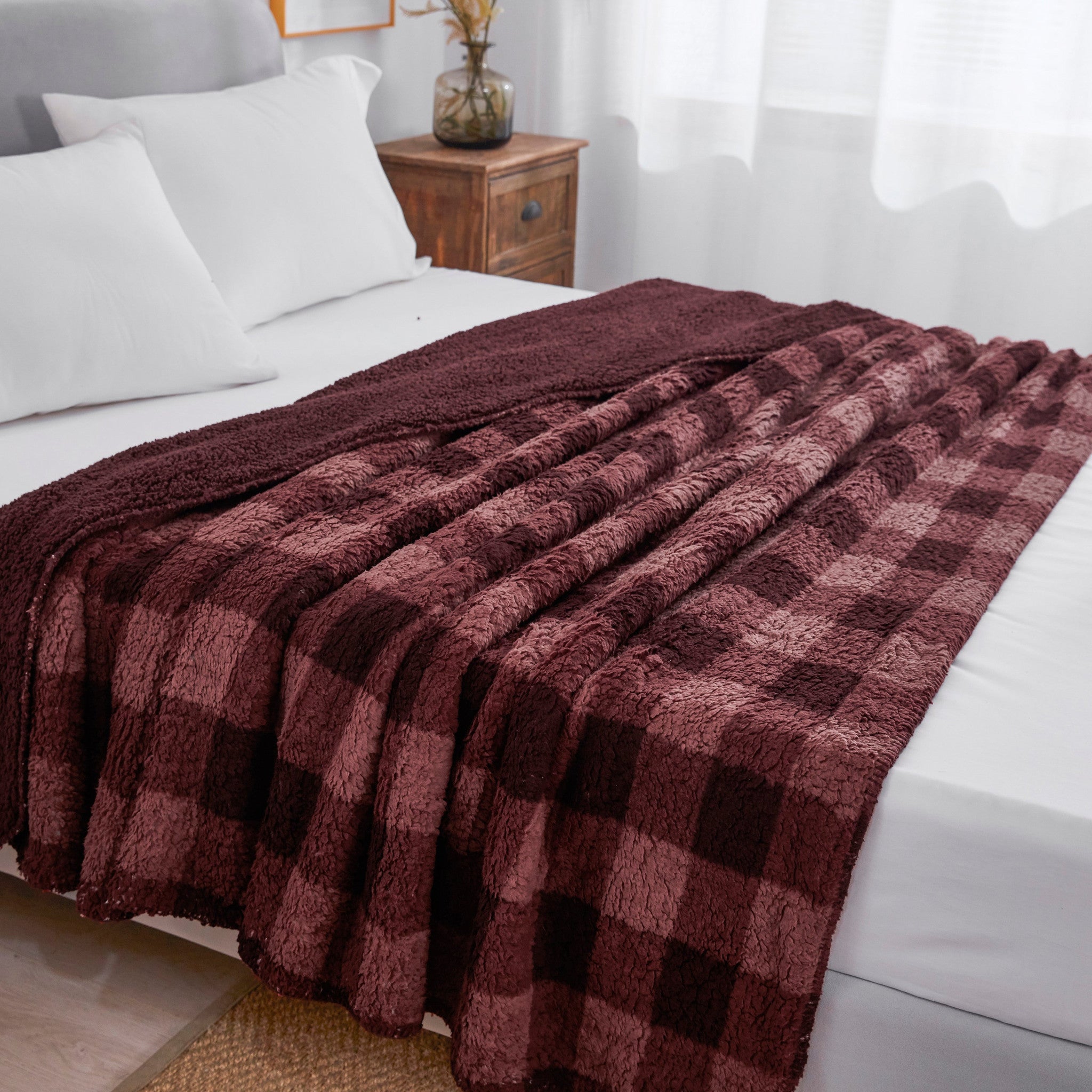 Burgundy Cottage Oversized Blanket