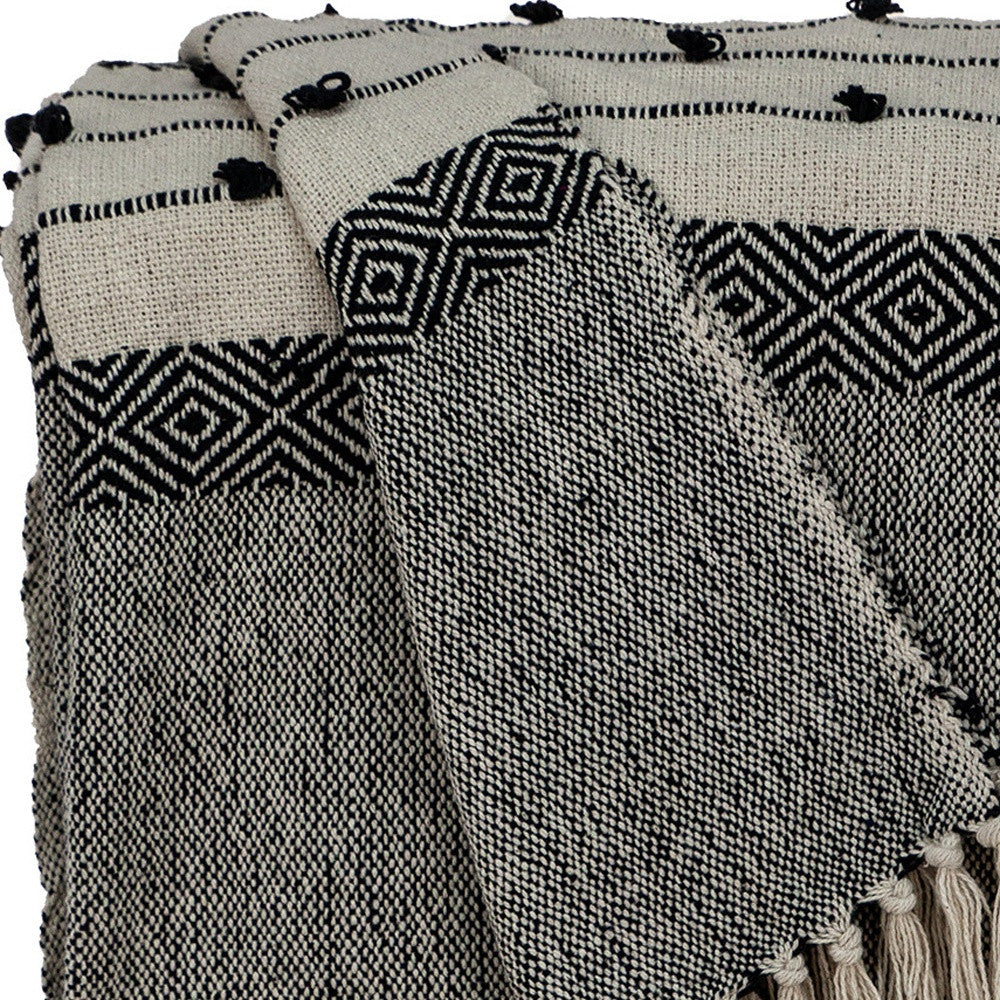 Parkland Collection Alia Eclectic Beige 52" x 67" WOVEN HANDLOOM Throw