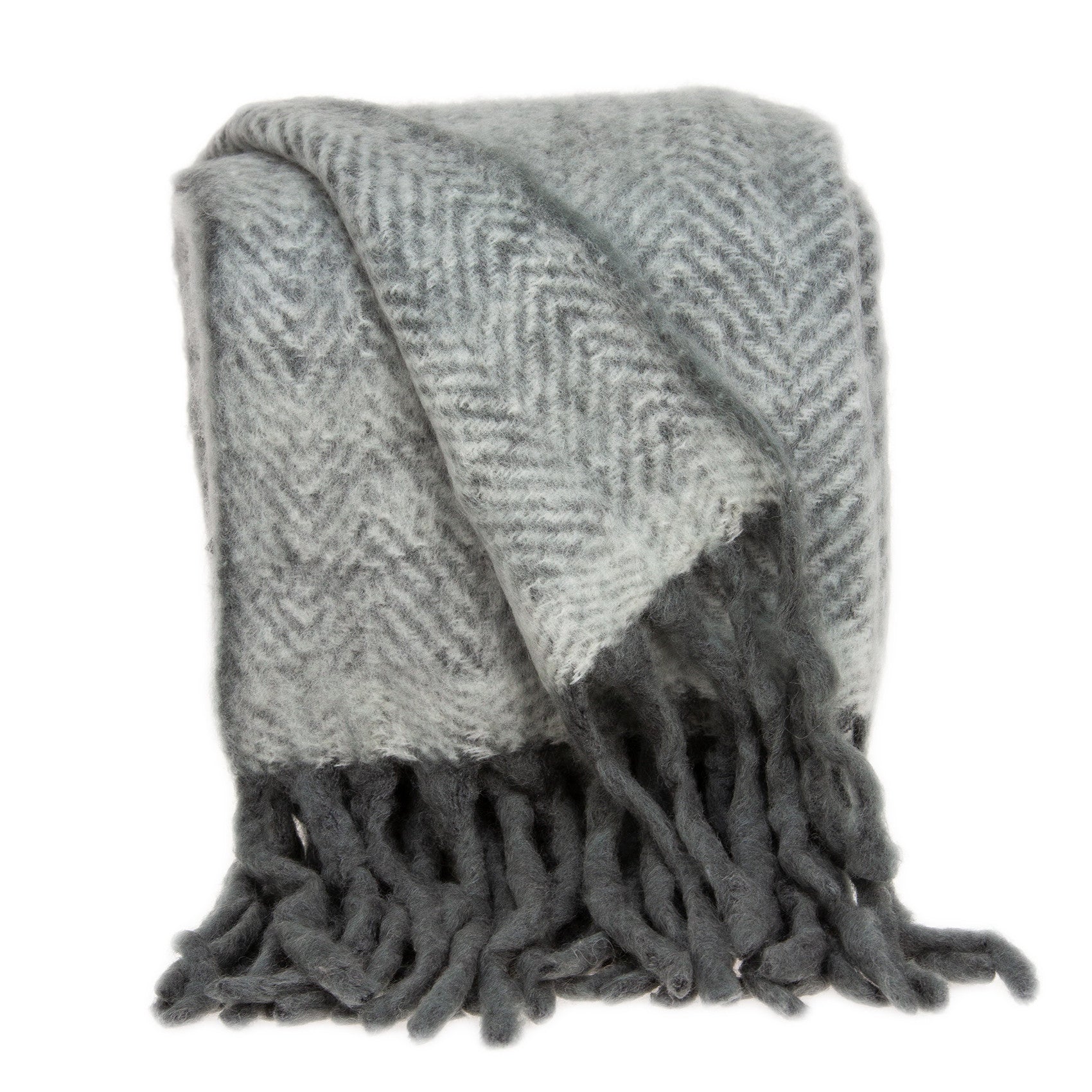 Parkland Collection Nagar Transitional Gray HANDLOOMed 52" x 67" Mohair Wool Throw Blanket