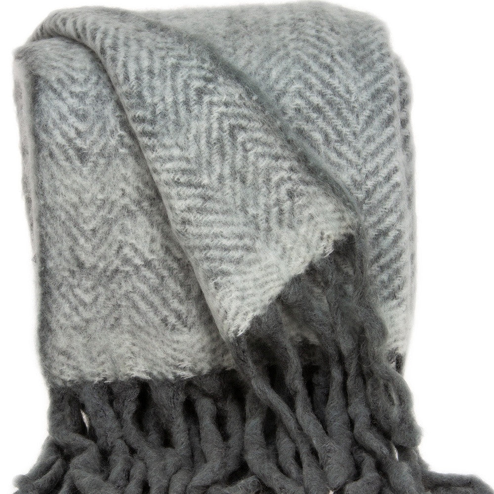 Parkland Collection Nagar Transitional Gray HANDLOOMed 52" x 67" Mohair Wool Throw Blanket