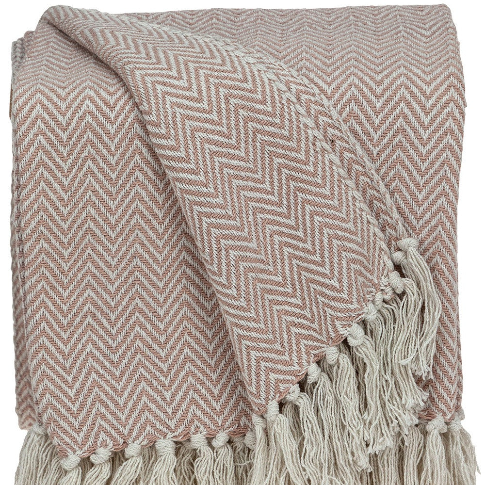 Parkland Collection Isla Transitional Pink 80" x 97" WOVEN HANDLOOM Throw