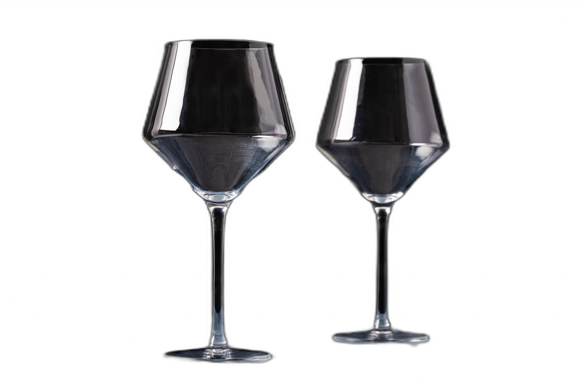 Set of Two Mod Red Wine Lead Free Crystal Wine Glasses